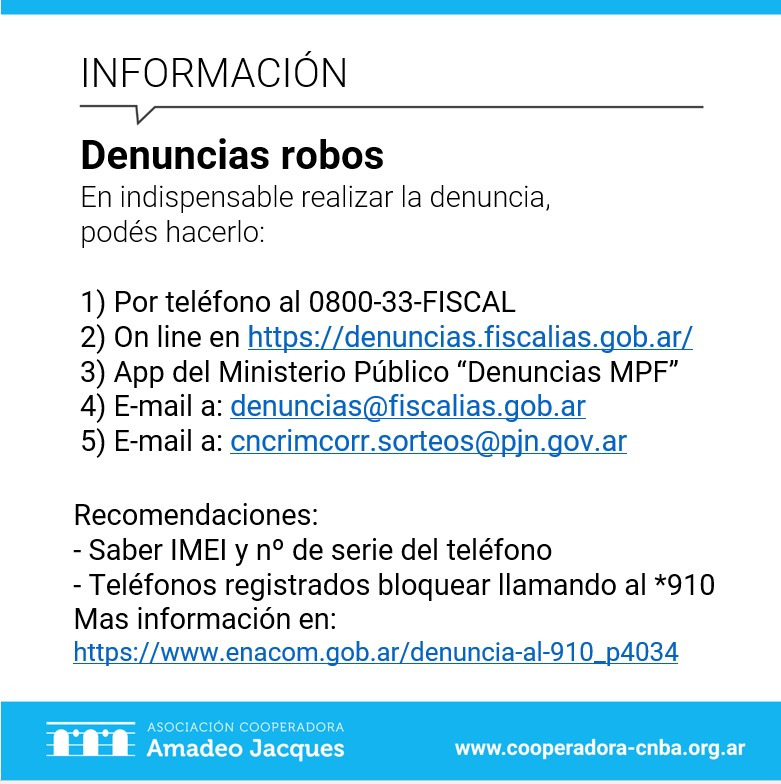 Denuncias de robos